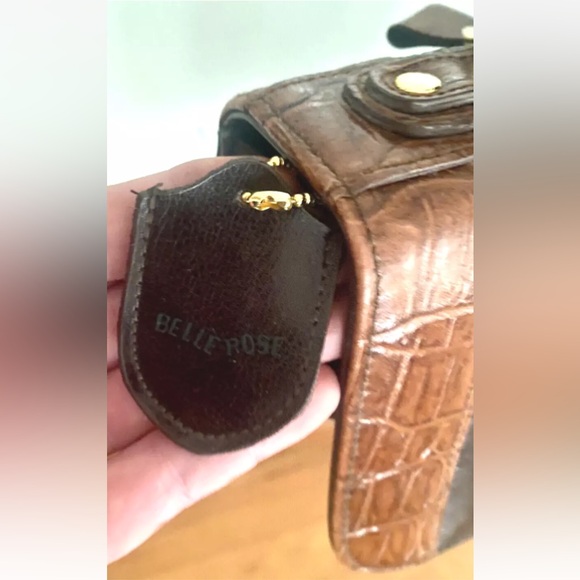 🌹BELLE ROSE🌹 CROC EMBOSSED LEATHER MULTI COMPARTMENT ORGANIZER CROSSBODY BAG - Picture 14 of 14